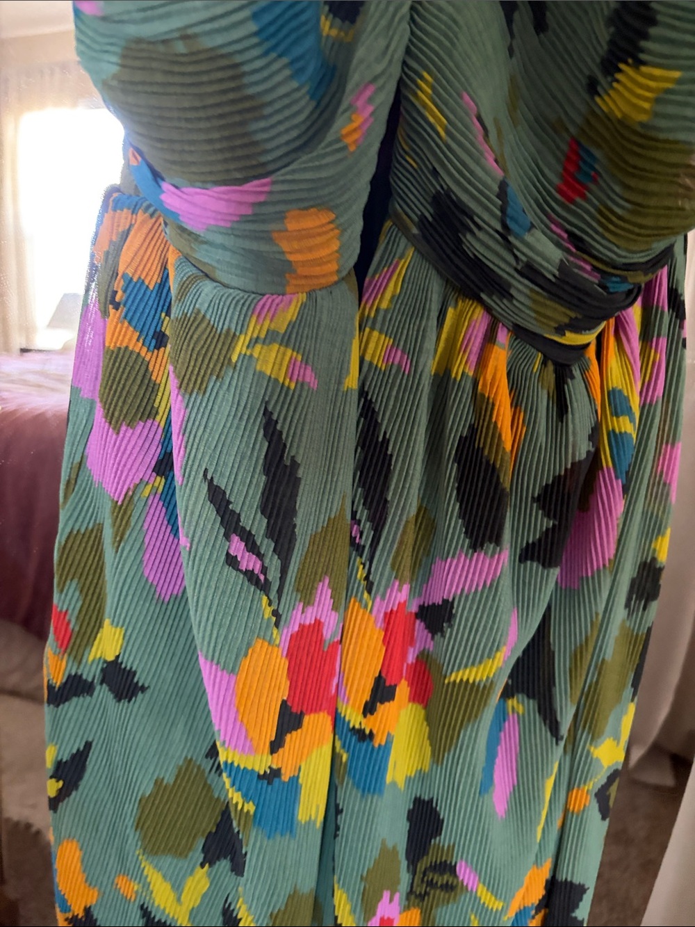Sincerely Jules Green Floral Maxi Dress with Pink, Yellow & Blue Accents - Picture 5 of 5